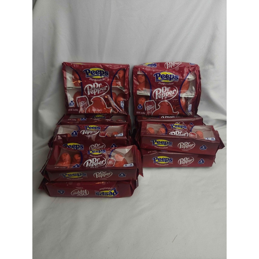Peeps Dr Pepper Marshmallow Chicks Candy Lot of 8 Packs 50 Chicks Total New